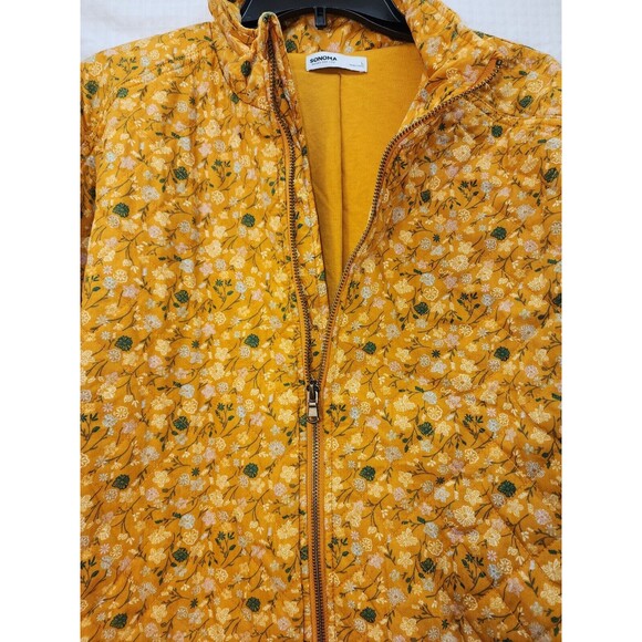 Sonoma Women's Jacket Sz Large 100% Cotton Quilted in Gold Floral Print - Picture 2 of 10